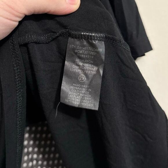 Cyrus Womens 2X Black White Polka Dot Layered Hem Tunic Top 3/4 Sleeve - Picture 3 of 4